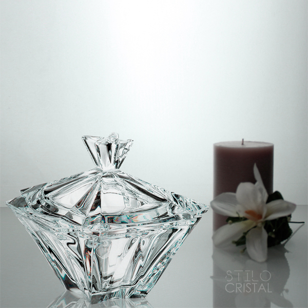 Bombonera cristal de 15 cm, diseño en decoración para tu hogar